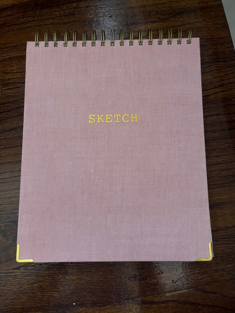 Pink Spiral Sketch Notebook with Gold Accents